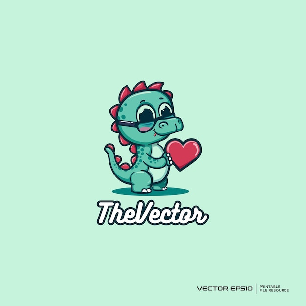 Vector cute dino holding gift logo vector mascot character cartoon illustration eps10