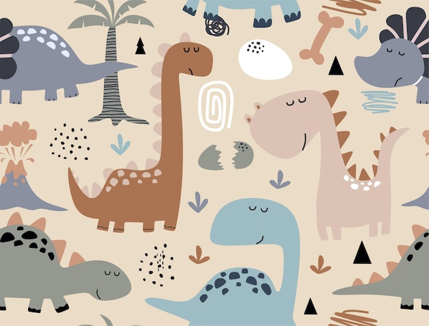 cute dino seamless pattern