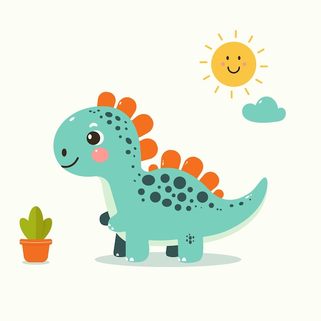 Cute dinosaur cartoon character