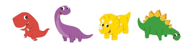 Cute dinosaur cartoon characters icons and objects Jurassic World