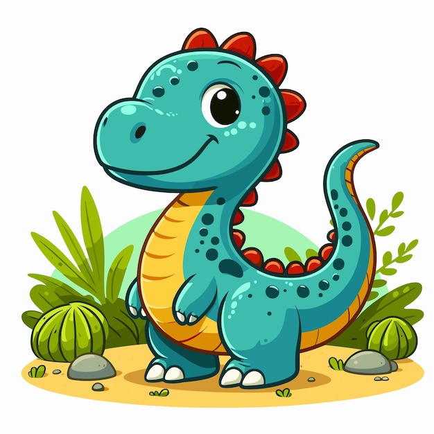 cute Dinosaur cartoon vector on white background