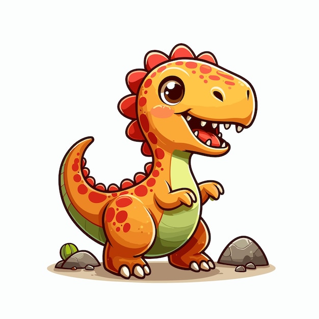 cute Dinosaur cartoon vector on white background