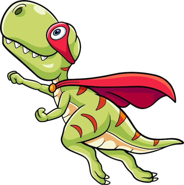 Cute dinosaur cartoon wearing a red robe and mask