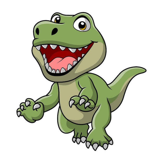 Cute dinosaur cartoon on white background