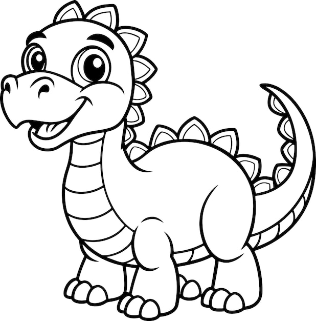 Cute Dinosaur Doodle Coloring Page Character