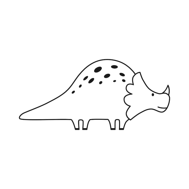 Cute dinosaur in outline sketchy style Funny cartoon dino Hand drawn vector doodle for kids