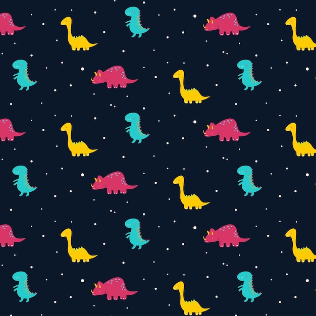 Cute dinosaur seamless pattern in childish style Vector Illustration