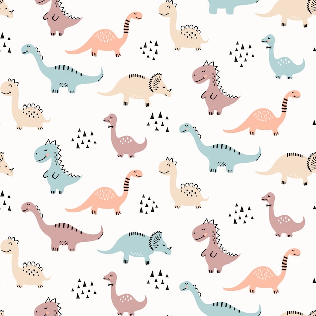 Cute dinosaur seamless pattern