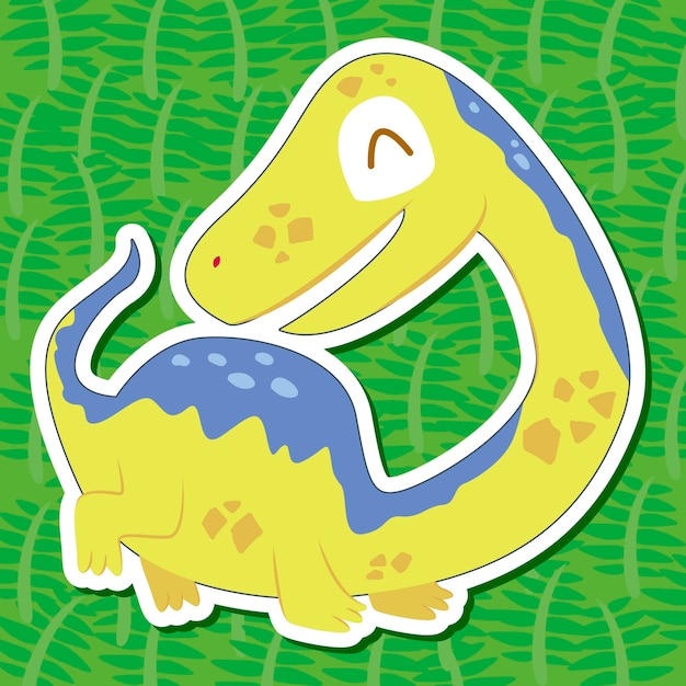 a cute dinosaur sticker with Tanystropheus