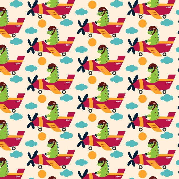 Cute dinosaur vector pattern for tee print and background wallpaper