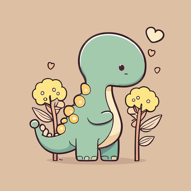 Cute dinosaur with a heart on his neck