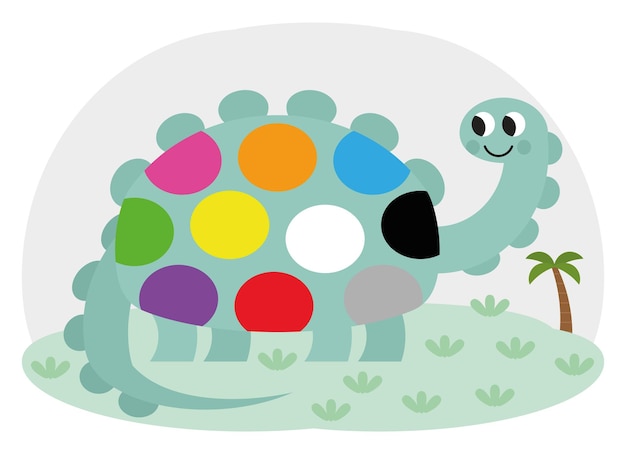 Cute dinosaurs and colorful specks on colors