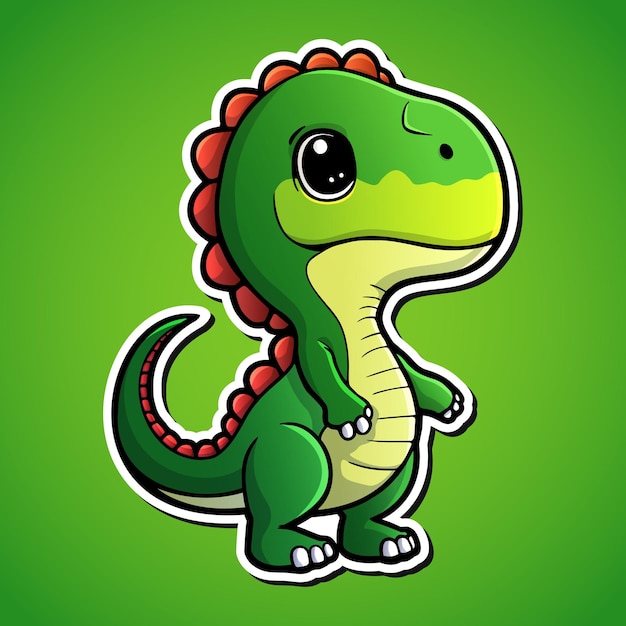 Cute dinossaur rex cartoon illustration in sticker design wild animal