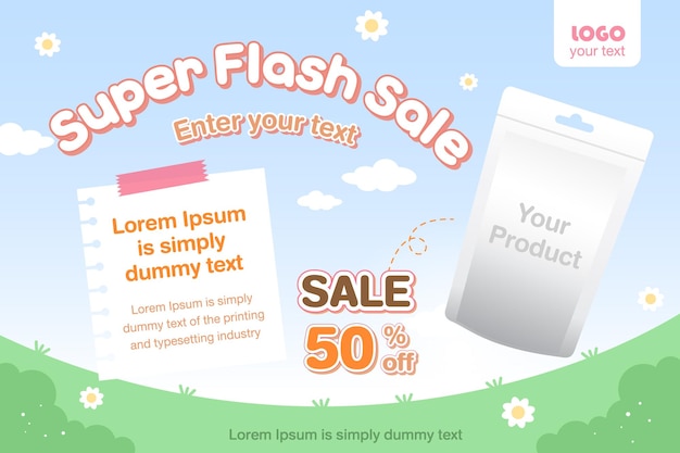 cute discount label template Bright sky and wide fields cute sale banner