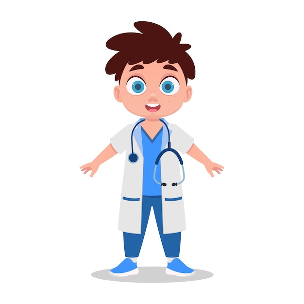 Cute doctor boy in medical uniform