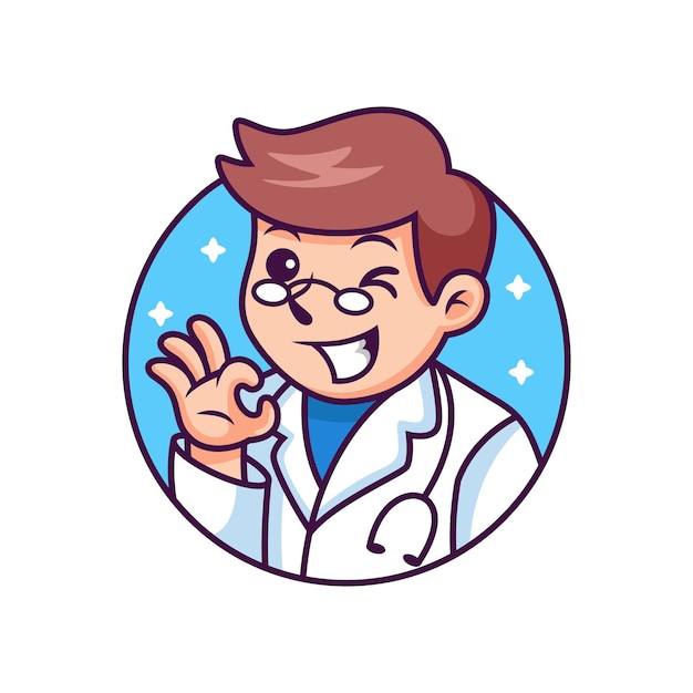 Cute Doctor Cartoon. Icon Illustration. Person Icon Concept Isolated