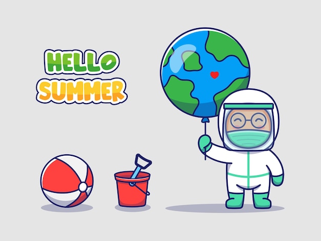 Cute doctor with hello summer greeting 