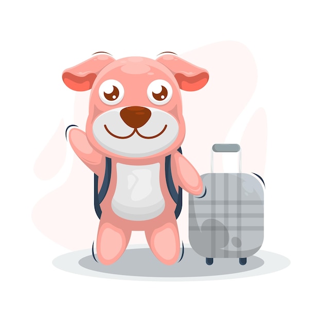 cute dog and bag illustration 