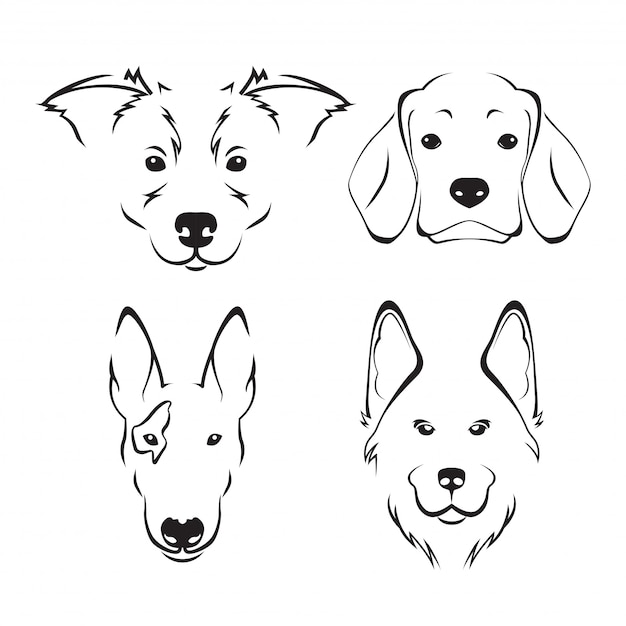 Cute Dog Breed Line Art Logo Set