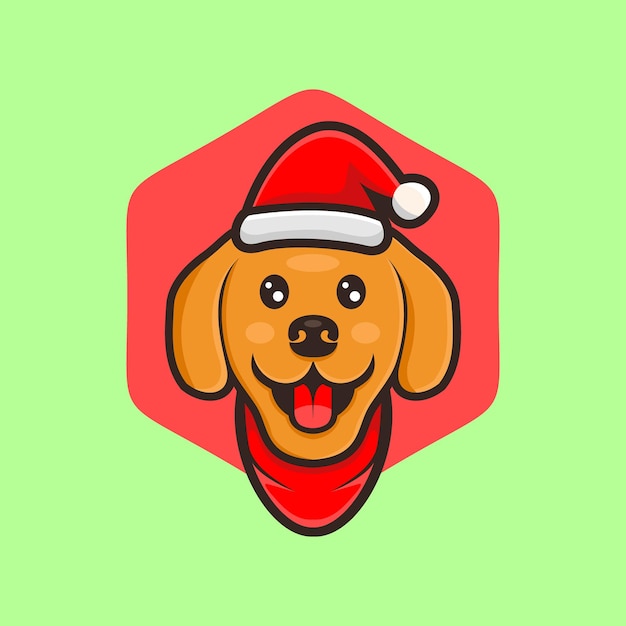 CUTE DOG CARTOON DESIGN VECTOR WITH HAT CHRISTMA