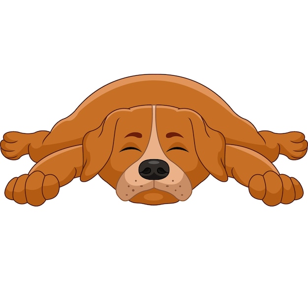 Cute dog cartoon sleeping on white background