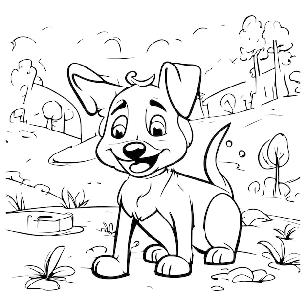 cute dog for coloring book