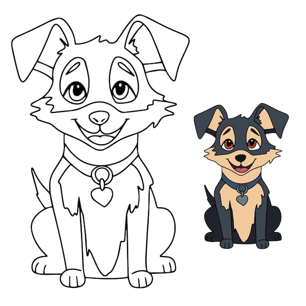 Cute dog for coloring page Coloring book for children Vector illustration