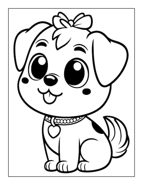 cute dog coloring page vector ai generated