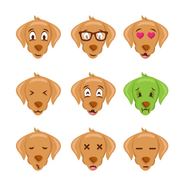 Cute Dog Face Emoticon Emoji Expression Illustration