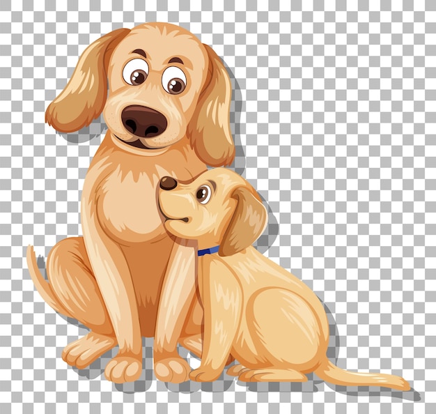 Vector cute dog on grid background