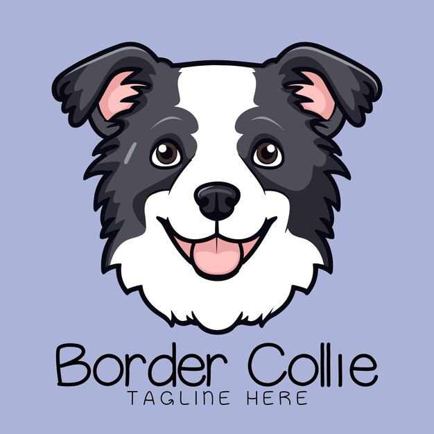 Vector cute dog head cartoon vector icon illustration border collie animal