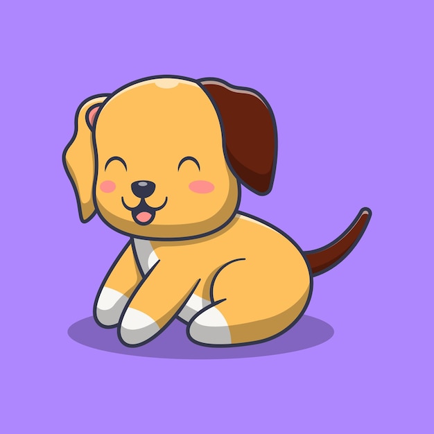 Cute dog is sitting cartoon illustration