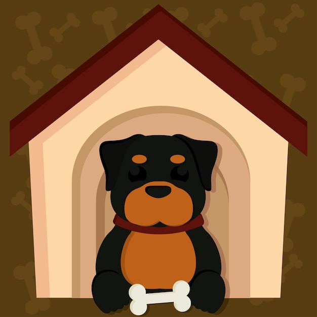 Cute dog on layered dog house building Vector illustration