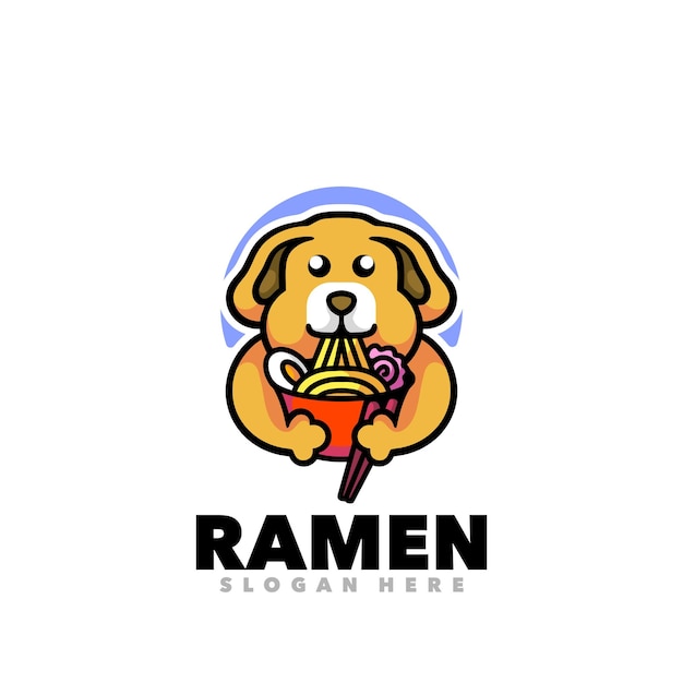 Cute dog ramen mascot logo design