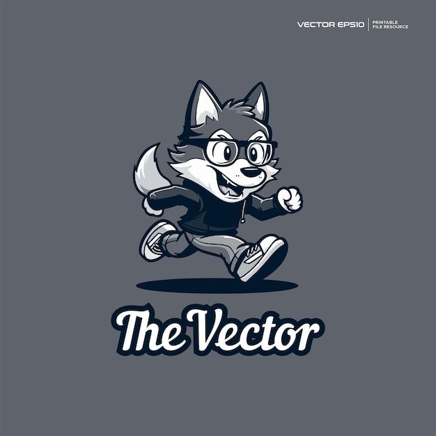 Cute dog running vector logo character cartoon illustration mascot eps10