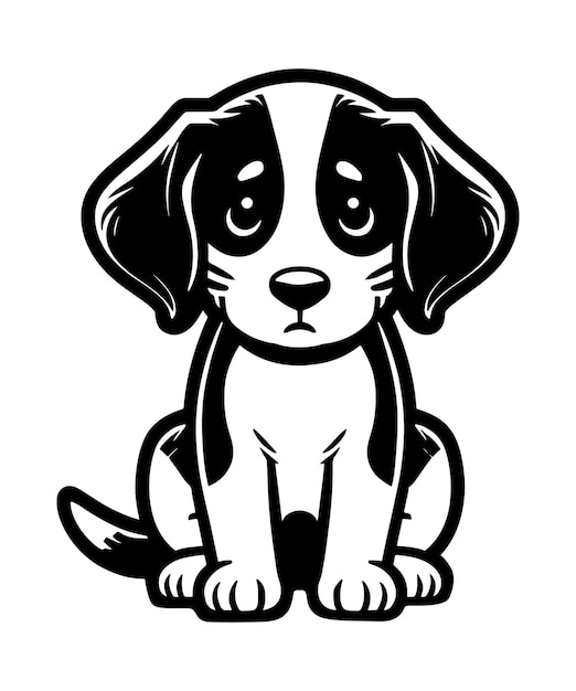 cute dog Silhouette with vector illustration white background