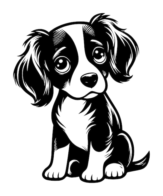 cute dog Silhouette with vector illustration white background