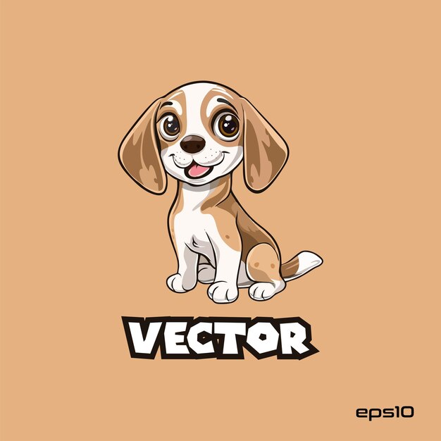 Vector cute dog sitting logo vector mascot character cartoon illustration eps10