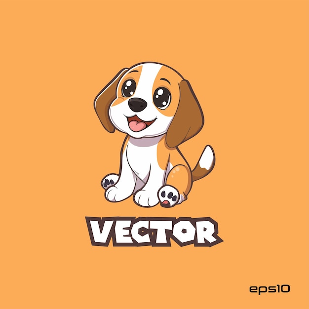 Cute dog sitting logo vector mascot character cartoon illustration eps10