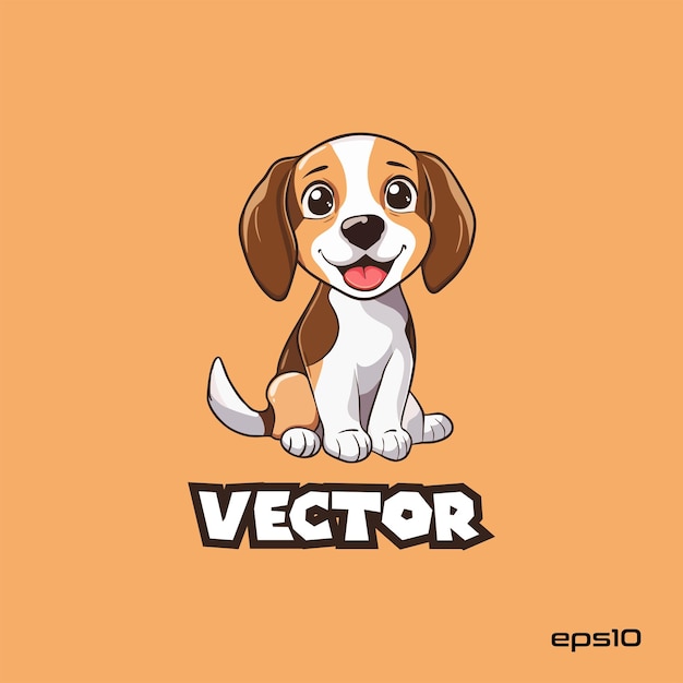 Vector cute dog sitting logo vector mascot character cartoon illustration eps10