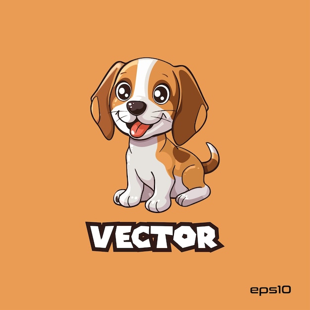 Vector cute dog sitting logo vector mascot character cartoon illustration eps10