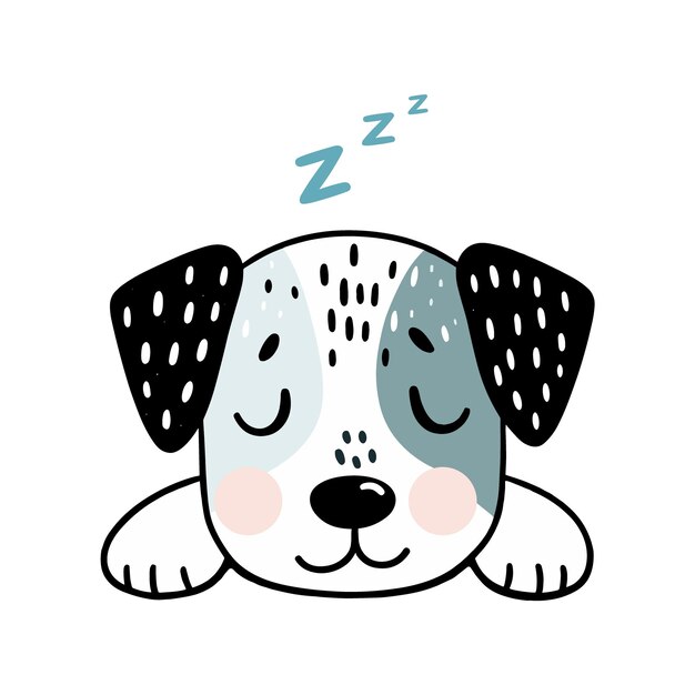 Vector cute dog sleeping illustration for kids pets clipart