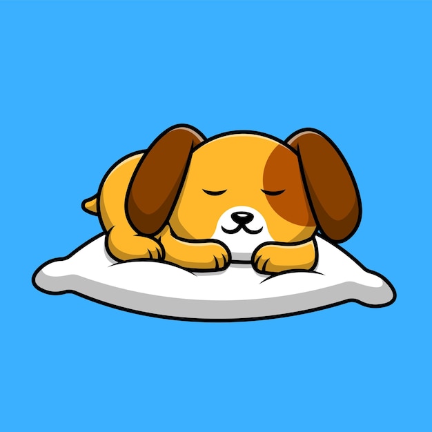 Cute Dog Sleeping On Pillow Cartoon Vector Icon Illustration