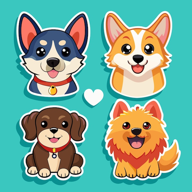 Cute Dog Stickers Adorable Cartoon Puppies with Big Eyes