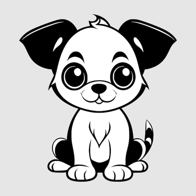 Cute dog vector black and white cartoon character design collection White background Pets Animals