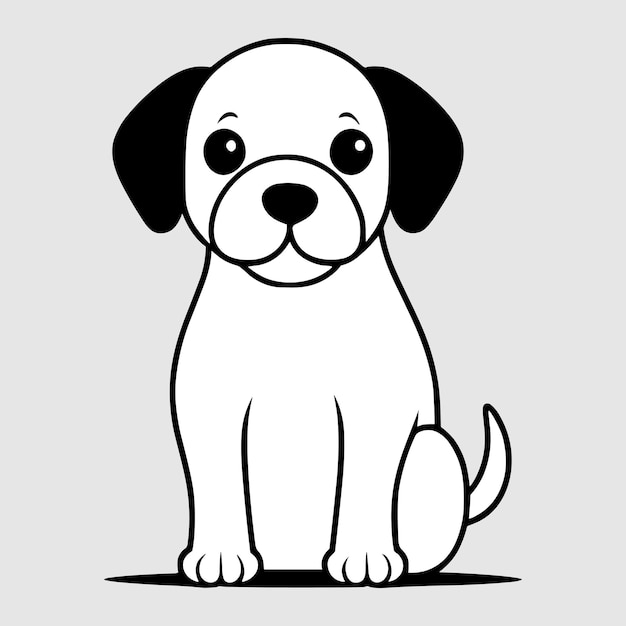 Cute dog vector black and white cartoon character design collection White background Pets Animals