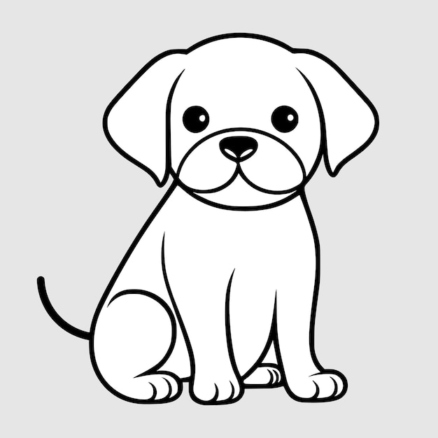 Cute dog vector black and white cartoon character design collection White background Pets Animals