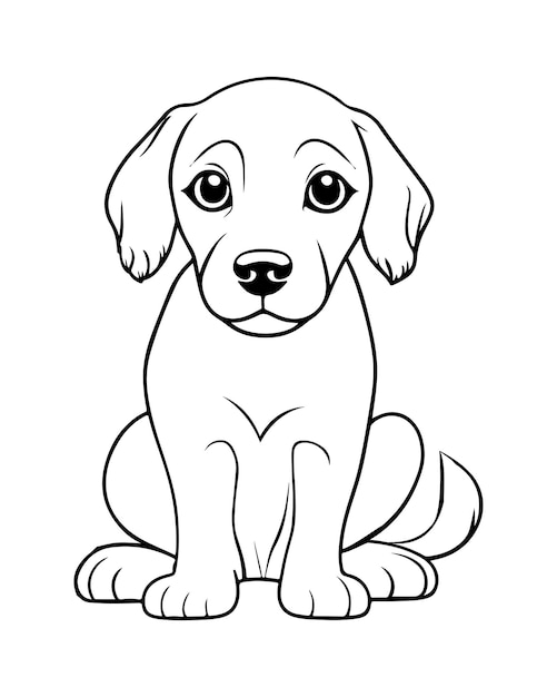 Cute Dog vector_ Dog Coloring Pages_ Dog black and white_ Dog illustration