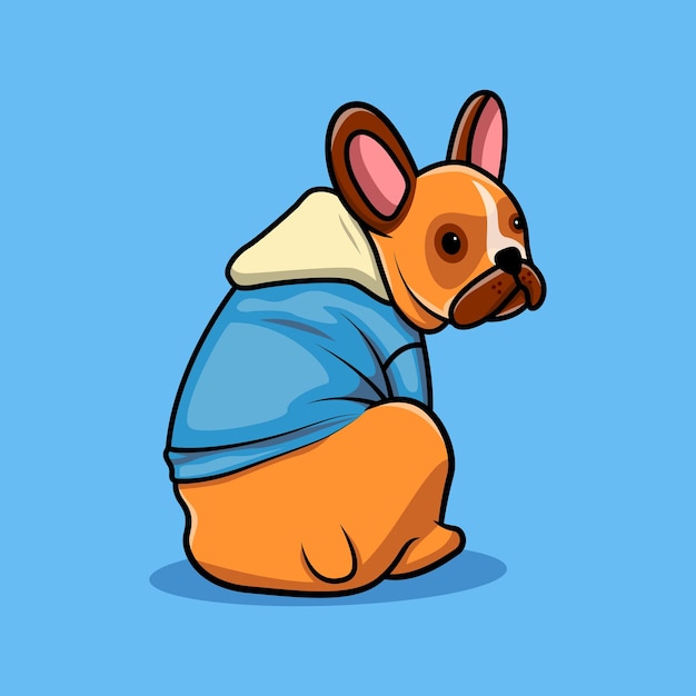 Cute dog wearing hoodie cartoon vector illustration