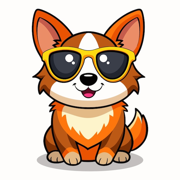 A cute dog wearing sunglasses vector illustration This is an editable file